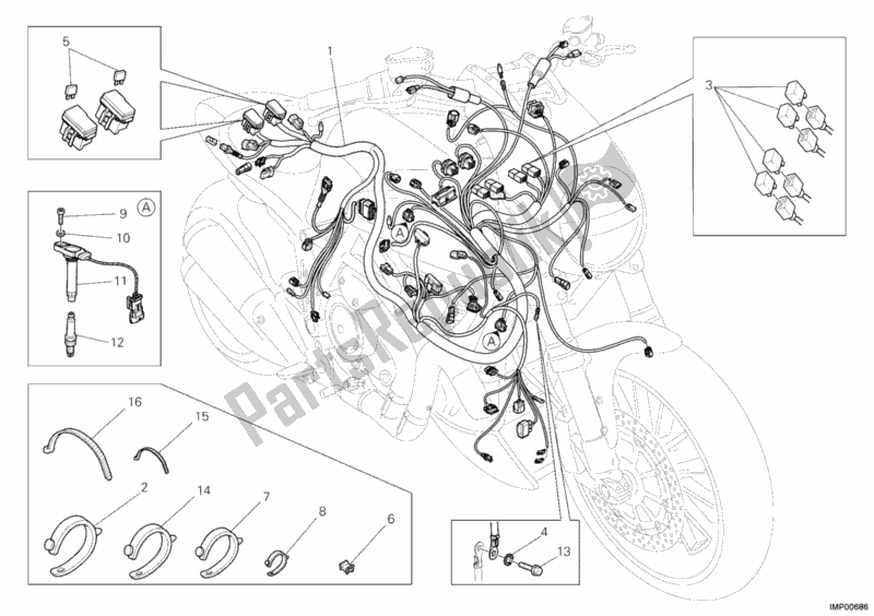 All parts for the Wiring Harness of the Ducati Diavel Carbon 1200 2012